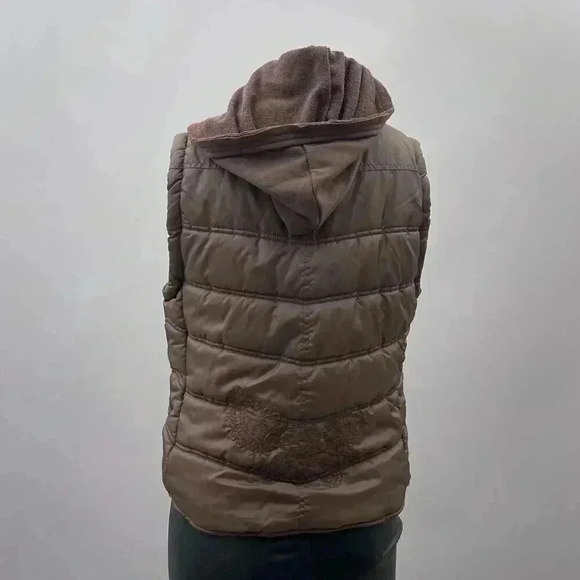 BKE Women's Brown Quilted Puffer Vest Hooded Large Y2K Gorpcore - Picture 2 of 5